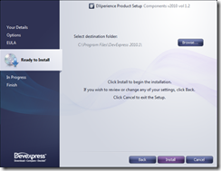 Select destination folder to install DXperience