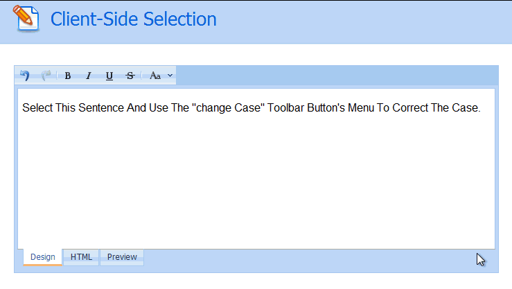 ASP.NET Html Editor Client-Side Selection