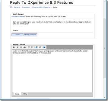 DevExpress MVC Forums - Reply To Thread - Quote - HTML Editor