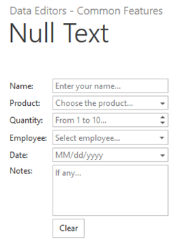 DevExpress ASP.NET Editors NullText