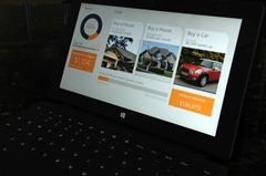 DevExpress personal finance demo app running on Microsoft Surface