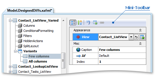 Mini Toolbar on The Property Grid