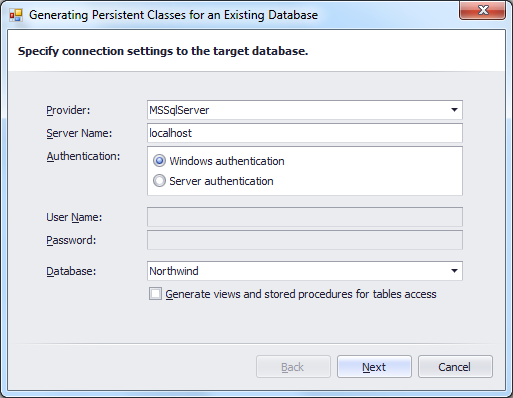 Persistent Classes Wizard