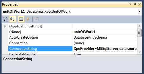 Properties Dialog - Setting the connection String