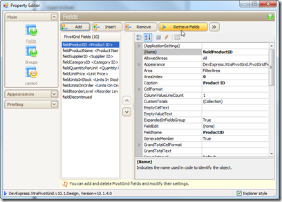 Retrieve fields to get all of the fields from a data source