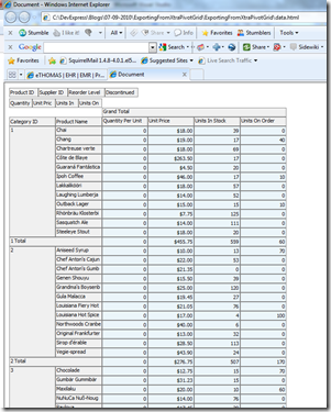 XtraPivotGrid data exported to HTML