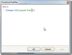 Built in PivotGrid Prefilter supports end user "where" clauses