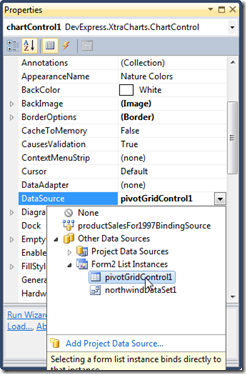 Choose the XtraPivotGrid as the data source