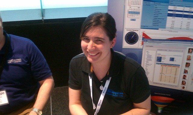Me at the DevEx booth, chatting to Kendall Miller