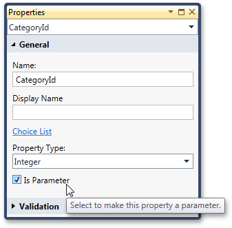 Making a local property a parameter in LightSwitch