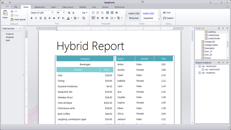 Hybrid Snap Report
