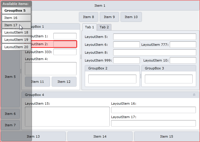 Silverlight WPF Layout Control - Design Time - Available Items - 5