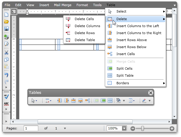 Silverlight Rich Edit - Table Toolbar