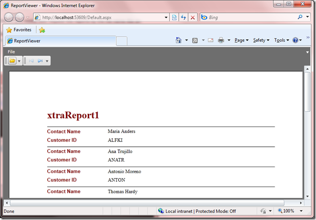 Silverlight End User Report Viewer