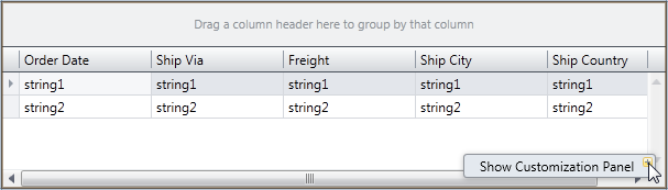 WPF Grid - Customization Panel Minimized