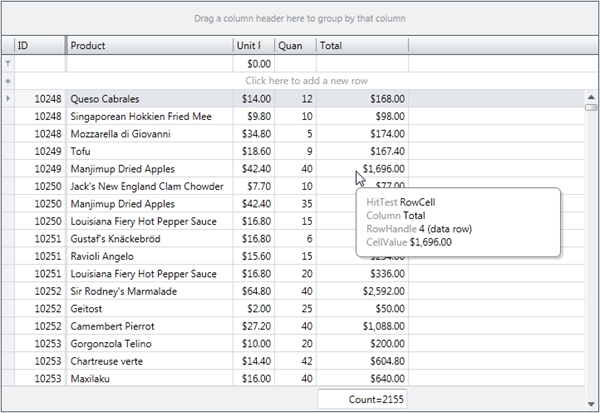 WPF Grid - Hit Testing
