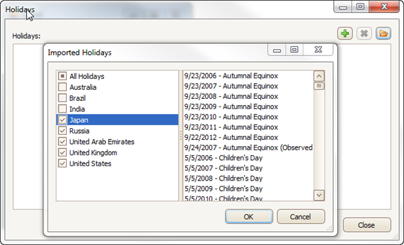 XtraCharts - Load Holidays