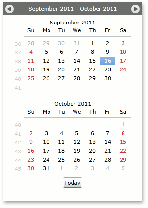 Silverlight Calendar Date Navigator Control