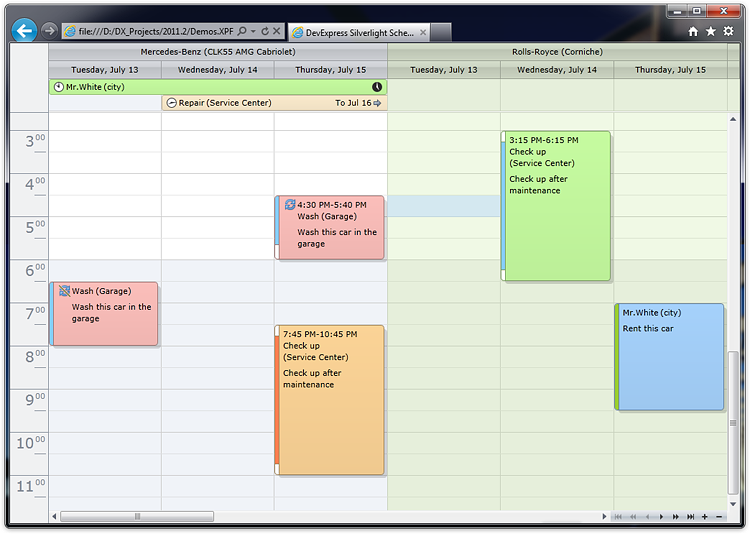 Silverlight Scheduler Calendar Control