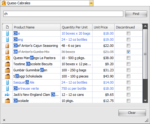 WinForms Search Lookup Editor