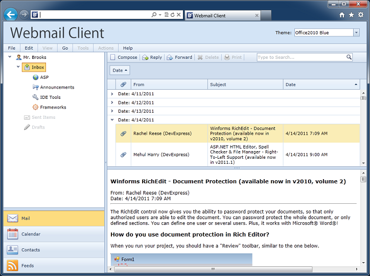 ASP.NET Outlook Style Email Client