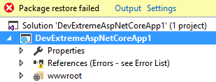 DevExtreme ASP.NET MVC Wrappers - ASP.NET Core - Restore Packages Error