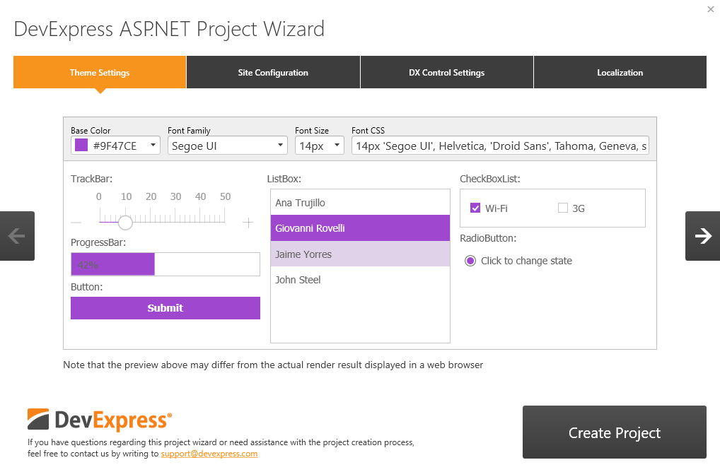 DevExpress ASP.NET Responsive Project Template