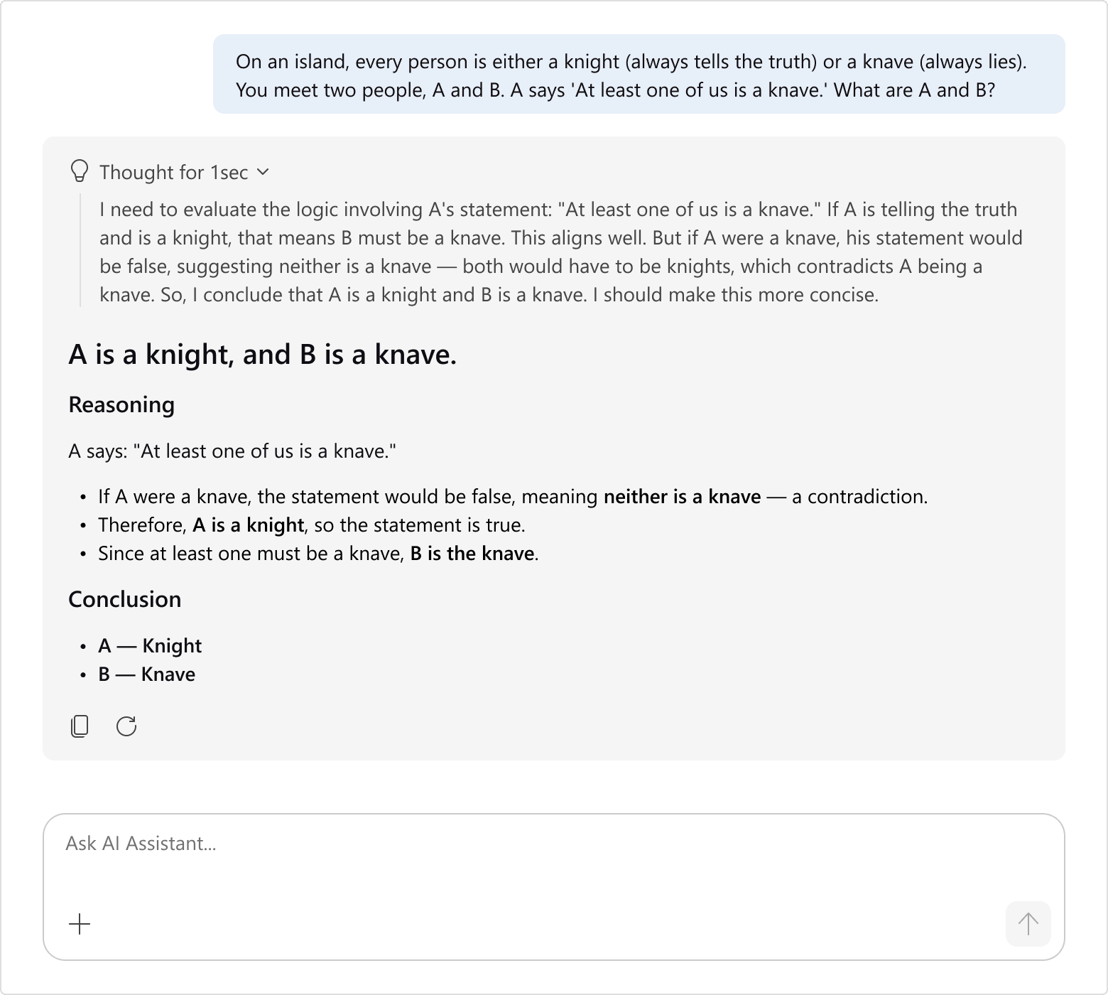 AI Chat — Reasoning visualization