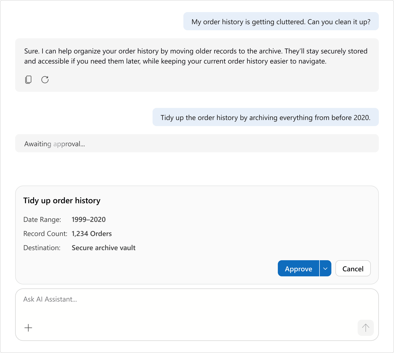 AI Chat — Tool approval visualization