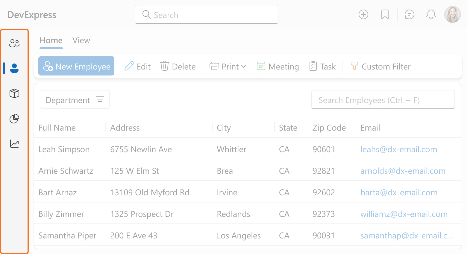 Side Bar — Vertical navigation strip