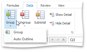 WinForms & WPF Spreadsheet: Outline Group on the Data tab