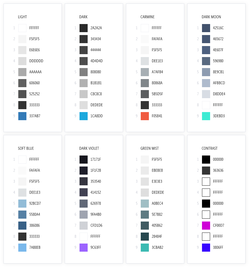 Standard Color Schemes