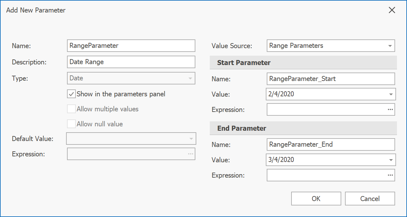 WinForms Report Designer - New Parameter Dialog