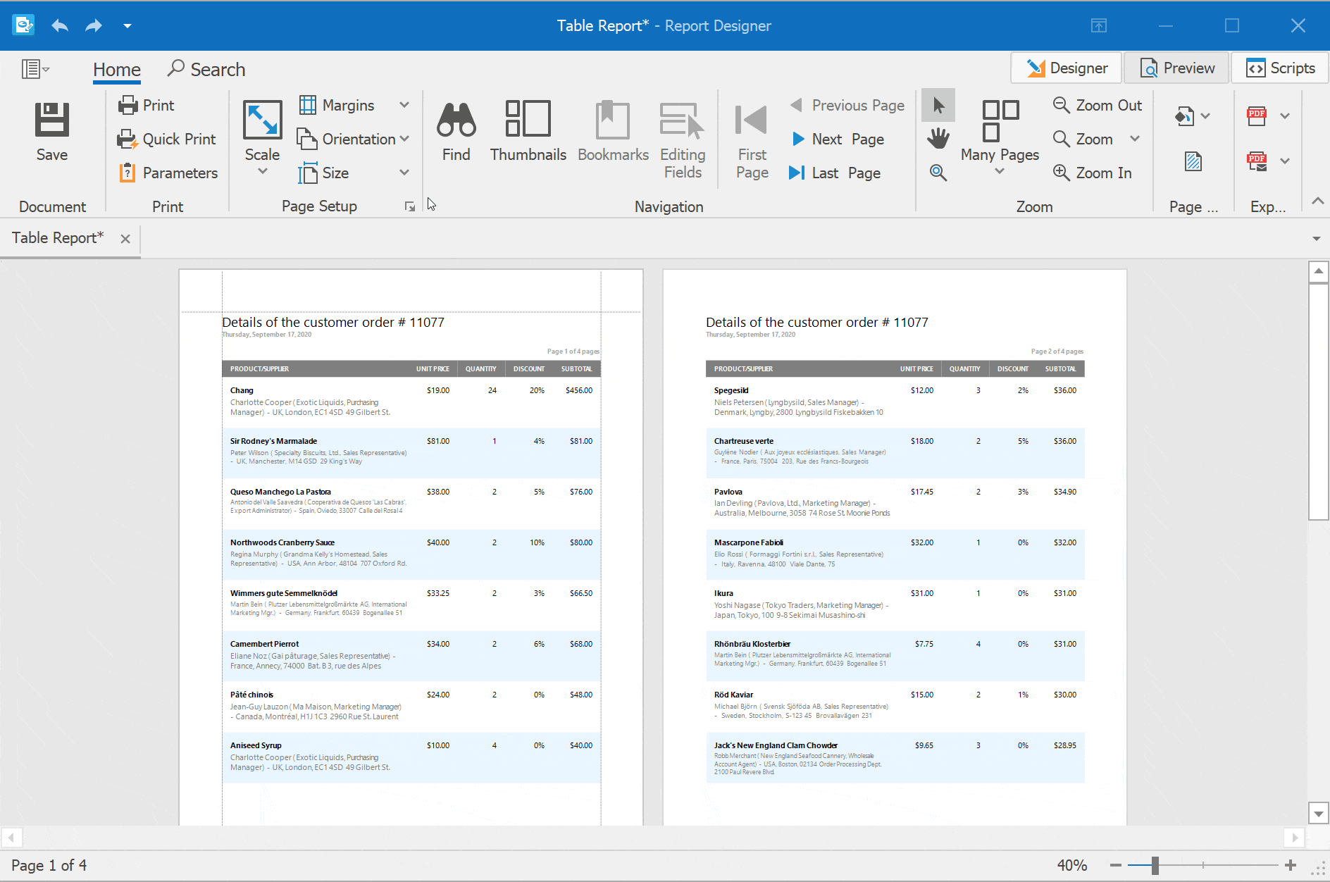 Responsive report layout in Preview