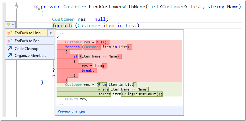 FindCustomerByNameForEachPreview