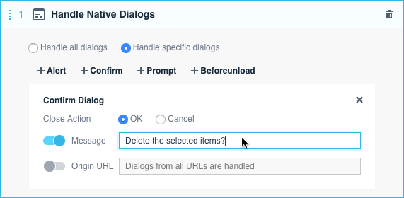 Configure the Handle Native Dialogs action