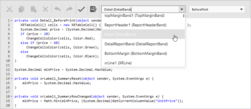ASP.NET Report Designer - Syntax Highlighting