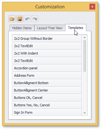 WinForms Form Layout Predefined Templates