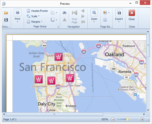 WinForms Map Control Printing and Export