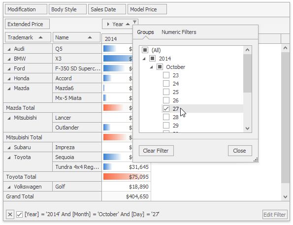 Excel-style Group Filtering
