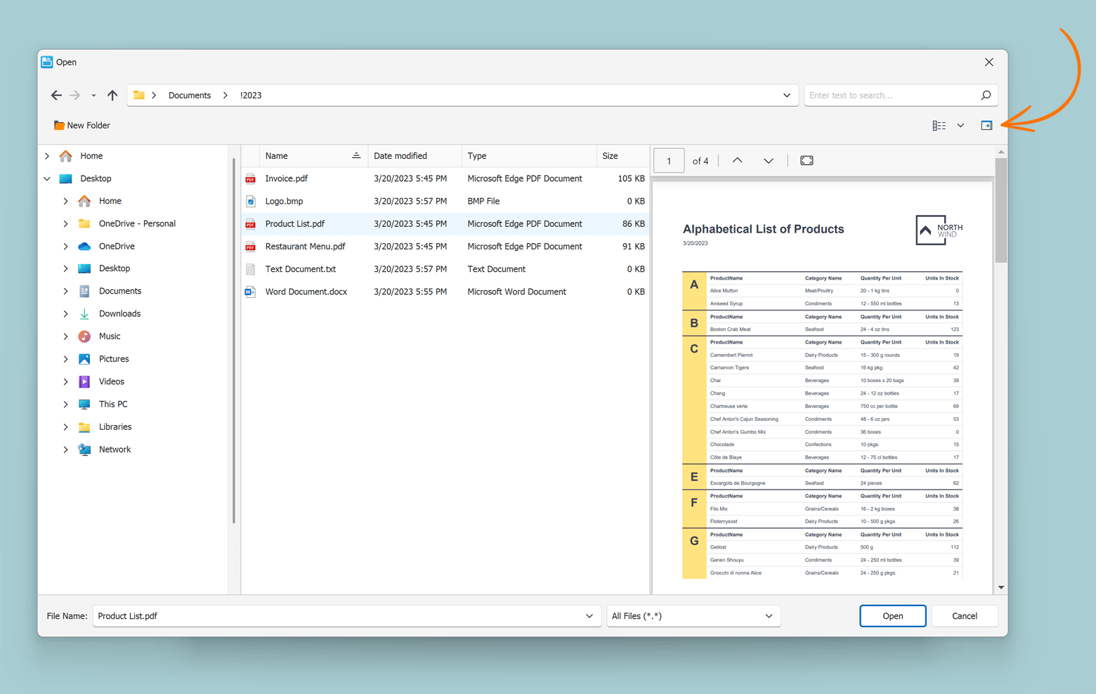 Preview Pane in DevExpress Dialogs for WinForms