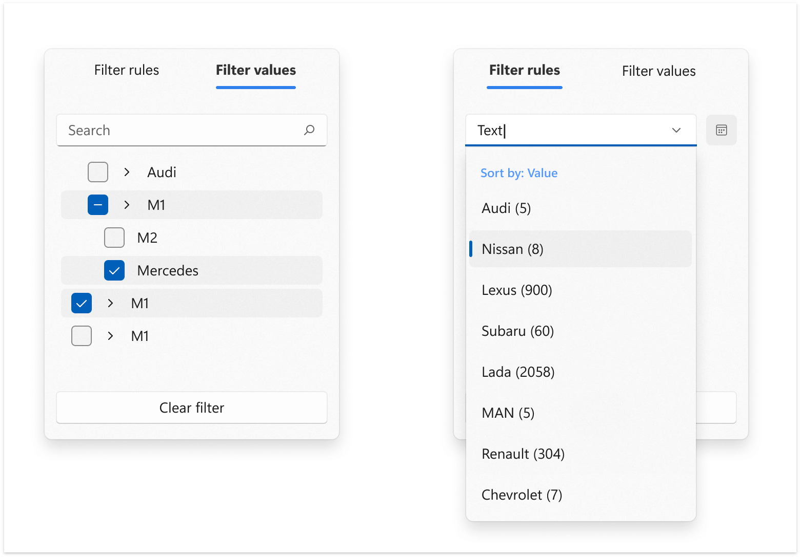 WinUI Excel-Style Filter Popups