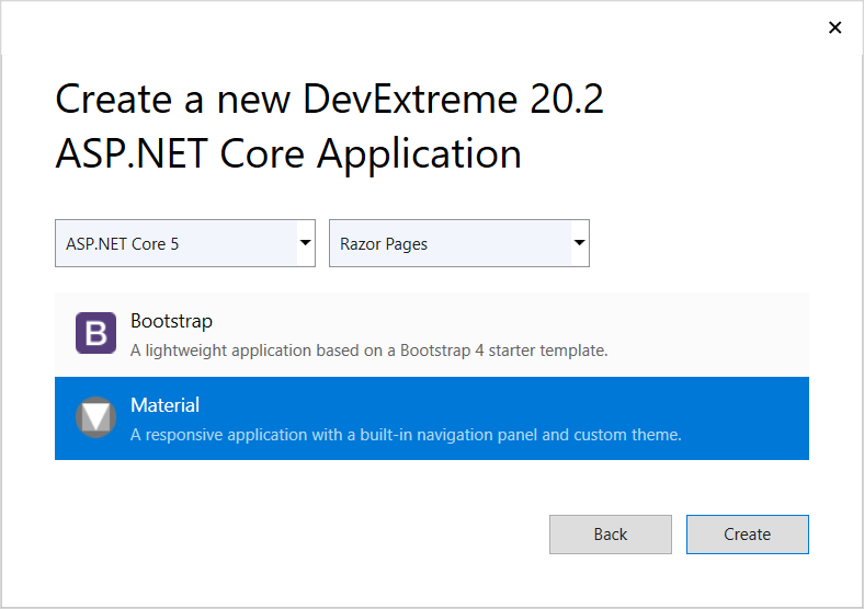 ASP.NET Core Appplication Template - Material