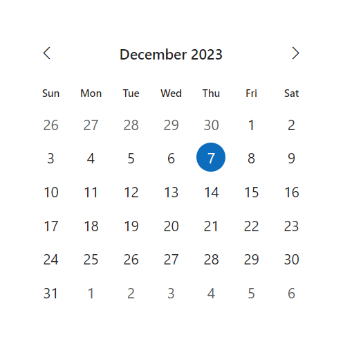 Calendar keyboard navigation