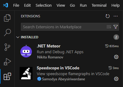 Install the .NET Meteor and Speedscope VS Code extensions