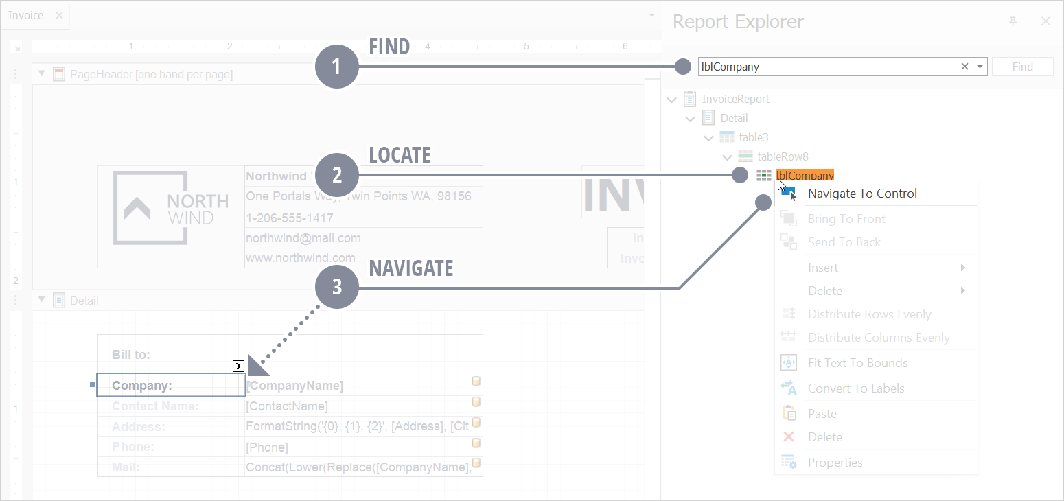 Report Designer - Navigate To Control